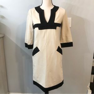 - Diane Von Furstenberg Beige and Black Details 3/4 Sleeve Sz P/0 Classy Dress